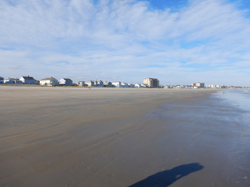 Orchard Beach, Maine; long shadows mark the end of the day.