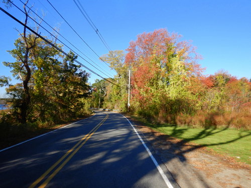 Cycling up-stream along the Merrimack River.