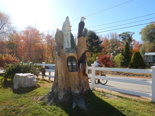 The same wildlife sculpture viewed from the other side but looking into the sun.