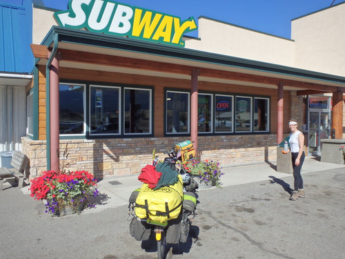 Terry and the Bee at the Eureka, MT, Subway.