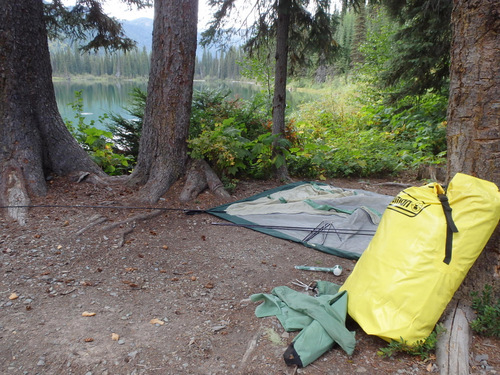 Dennis typically pitches the tent.