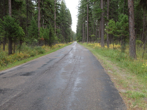 We're abeam Whitefish Lake and the road is now paved.