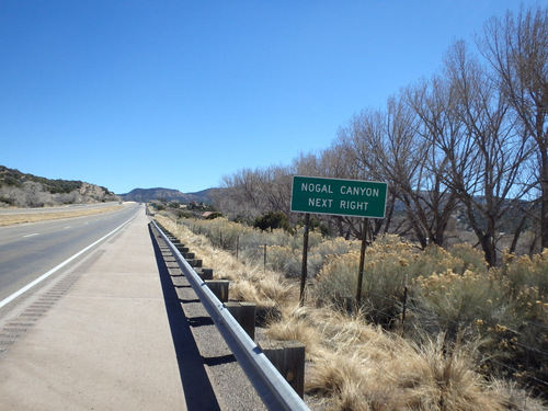 The Nogal Canyon turnoff is ahead.