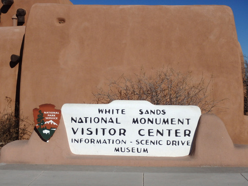 White Sands National Monument's Visitor Center sign.
