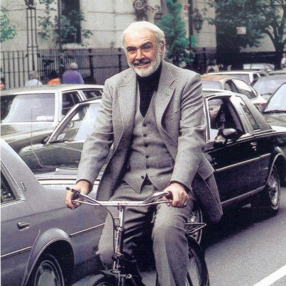 Sean Connery [James Bond] Commuting by Bicycle.