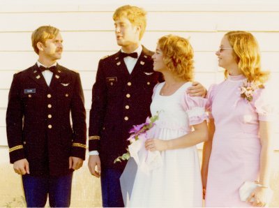 At Left: Ken Clark (Not wearing any of his many Hero Badges), then Dennis and Terry, at Right: Francis [Fran] Harms (Terry's Next Oldest Sister)